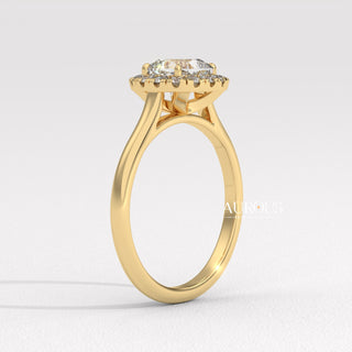 1.0CT Cushion Cut Halo Diamond Moissanite Engagement Ring