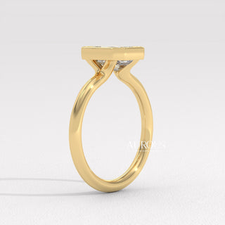1.0CT Emerald Cut Diamond Bezel Setting Moissanite Engagement Ring
