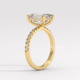 2.50CT Emerald Cut Hidden Halo Pave Setting Moissanite Engagement Ring