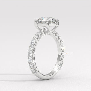2.0CT Round Diamond Wide Pave Setting Moissanite Engagement Ring