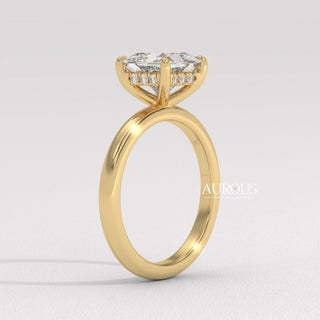 2.0CT Princess Cut Diamond Hidden Halo Setting Moissanite Engagement Ring