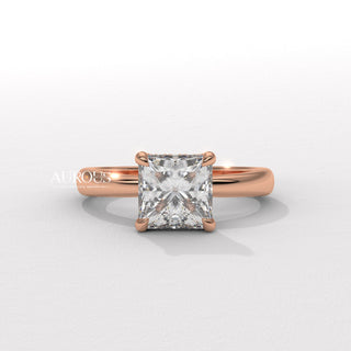 1.50CT Princess Cut Diamond Hidden Halo Setting Moissanite Engagement Ring