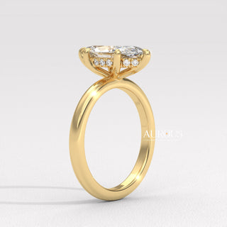 2.0CT Marquise Diamond Hidden Halo Moissanite Engagement Ring