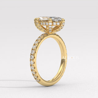 2.50CT Marquise Diamond Hidden Halo Moissanite Engagement Ring