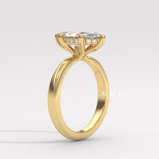 2.0CT Marquise Cut Hidden Halo Diamond Moissanite Engagement Ring