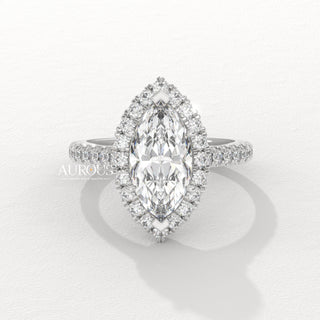 2.0CT Marquise Cut Halo Pave Setting Moissanite Engagement Ring