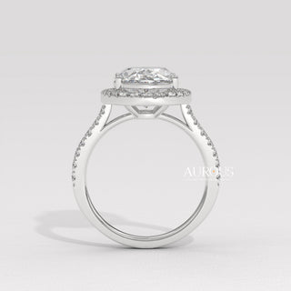2.50CT Oval Cut Pave Setting Moissanite Engagement Ring
