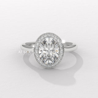 1.50CT Oval Cut Halo Setting Moissanite Engagement Ring