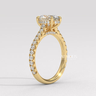 1.50CT Oval Diamond Hidden Halo Pave Setting Moissanite Engagement Ring