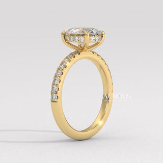 1.0CT Oval Cut Pave Setting Moissanite Engagement Ring