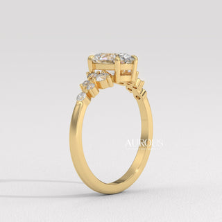 2.0CT Oval Cut Cluster Diamond Moissanite Engagement Ring