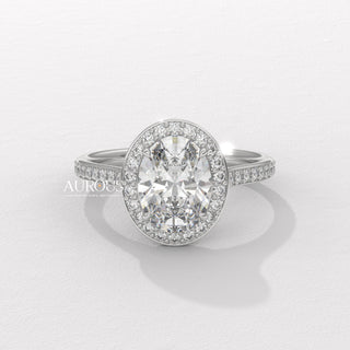 1.50CT Oval Cut Diamond Halo Pave Setting Moissanite Engagement Ring