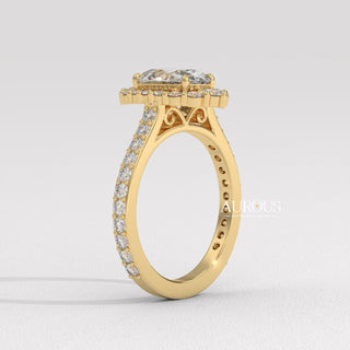 1.0CT Oval Cut Halo Cluster Diamond Moissanite Engagement Ring