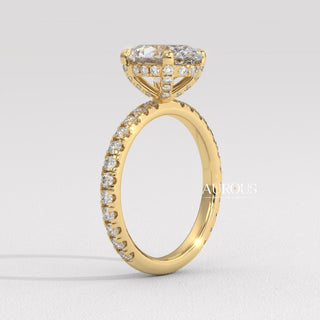 1.50CT Oval Diamond Pave Setting Moissanite Engagement Ring