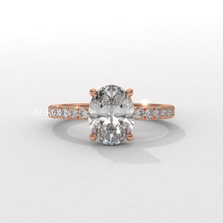 1.0CT Oval Cut Pave Setting Moissanite Engagement Ring