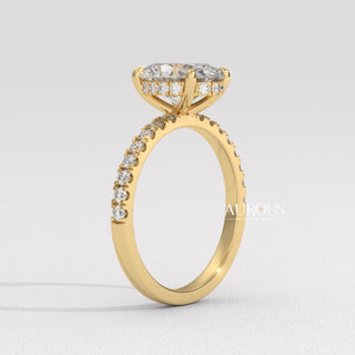 2.0CT Oval Diamon Hidden Halo Pave Setting Moissanite Engagement Ring