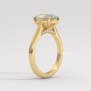 1.50CT Oval Cut Hidden Halo Moissanite Engagement Ring