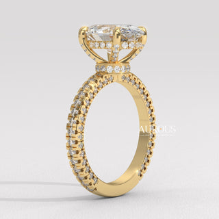 1.50CT Oval Diamond Three Side Pave Setting Moissanite Engagement Ring