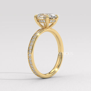 1.0CT Oval Diamond Pave Setting Moissanite Engagement Ring