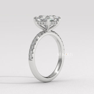 1.0CT Princess Cut Pave Setting Moissanite Engagement Ring