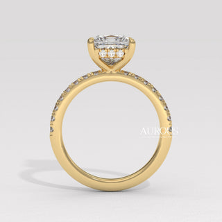 1.0CT Princess Cut Pave Setting Moissanite Engagement Ring