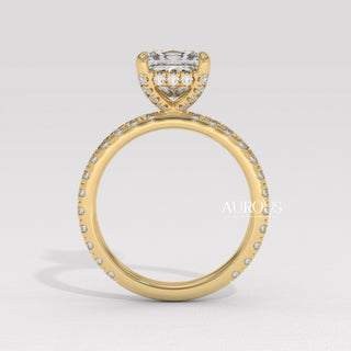 1.50CT Princess Diamond Hidden Halo Pave Setting Engagement Ring