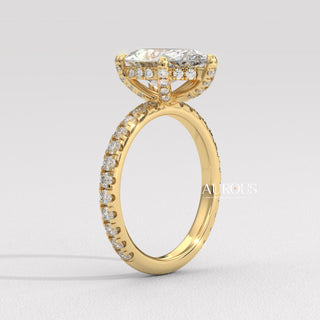 2.0CT Pear Diamond Hidden Halo Pave Setting Moissanite Engagement Ring