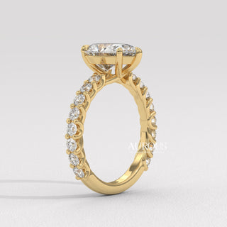 1.50CT Pear Diamond Pave Setting Moissanite Engagement Ring