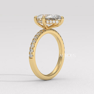 1.50CT Pear Cut Hidden Halo Diamond Moissanite Engagement Ring
