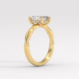 2.50CT Radiant Diamond Twisted Hidden Halo Moissanite Engagement Ring