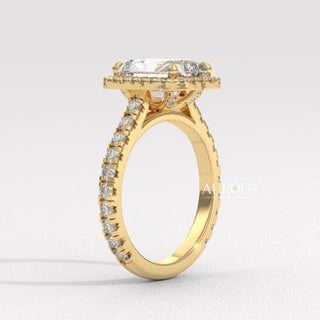 2.0CT Radiant Cut Diamond Halo Setting Moissanite Engagement Ring