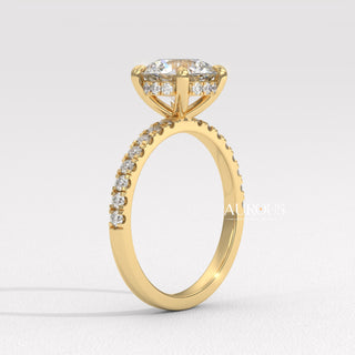 2.0CT Radiant Diamond Pave Setting Moissanite Engagement Ring