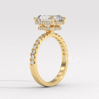 2.0CT Radiant Diamond Hidden Halo Pave Setting Moissanite Engagement Ring