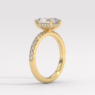 2.0CT Radiant Cut Diamond Pave Setting Moissanite Engagement Ring
