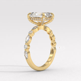 2.0CT Radiant Diamond Pave Setting Moissanite Engagement Ring