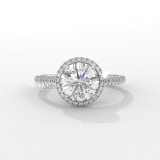 1.50CT Round Cut Diamond Halo Pave Setting Moissanite Engagement Ring