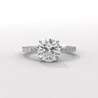 1.50CT Round Cut Pave Setting Moissanite Engagement Ring