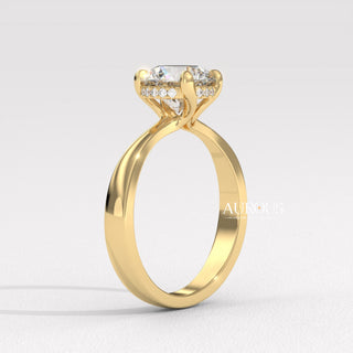 1.0CT Round Cut Diamond Hidden Halo Setting Moissanite Engagement Ring