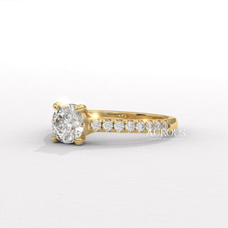 0.50CT Round Diamond Pave Setting Moissanite Engagement Ring