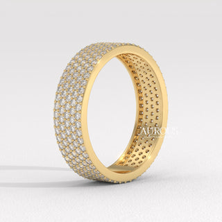 Round Diamond Cluster Setting Wide Moissanite Wedding Band