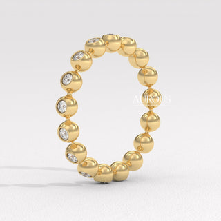 Round Diamond Bezel Setting Eternity Moissanite Wedding Band