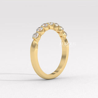 Round Diamond Half Eternity Moissanite Wedding Band