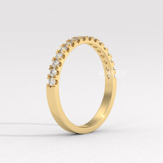 Round Diamond Half Eternity Pave Setting Moissanite Wedding Band