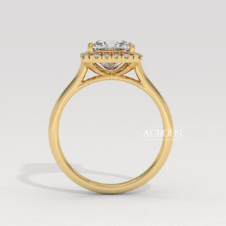 1.0CT Princess Cut Halo Setting Moissanite Engagement Ring