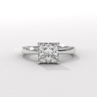 1.50CT Princess Cut Diamond Hidden Halo Setting Moissanite Engagement Ring