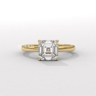1.50CT Asscher Cut Diamond Hidden Halo Moissanite Engagement Ring