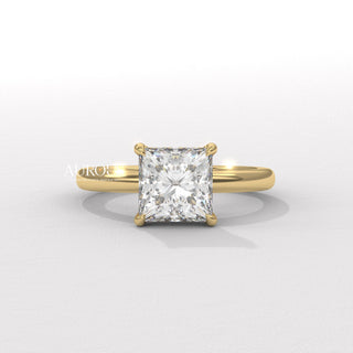 2.0CT Princess Cut Diamond Hidden Halo Setting Moissanite Engagement Ring