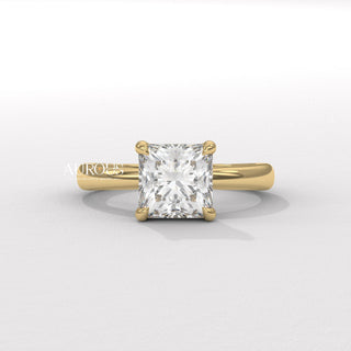 1.50CT Princess Cut Diamond Hidden Halo Setting Moissanite Engagement Ring