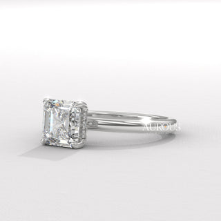1.50CT Asscher Cut Diamond Hidden Halo Moissanite Engagement Ring
