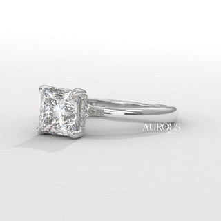 1.50CT Princess Cut Diamond Hidden Halo Setting Moissanite Engagement Ring